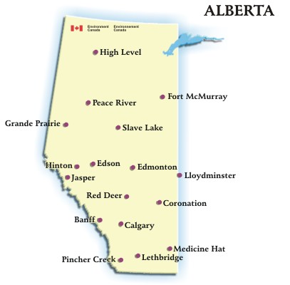 Alberta+canada+cities+map