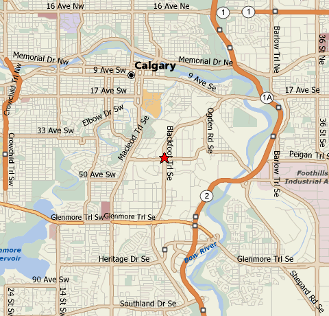 Map of Blackfoot Trail including Axe Music